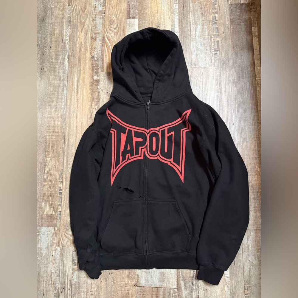 TAPOUT hoodie affliction red graphic design y2k grunge style MMA